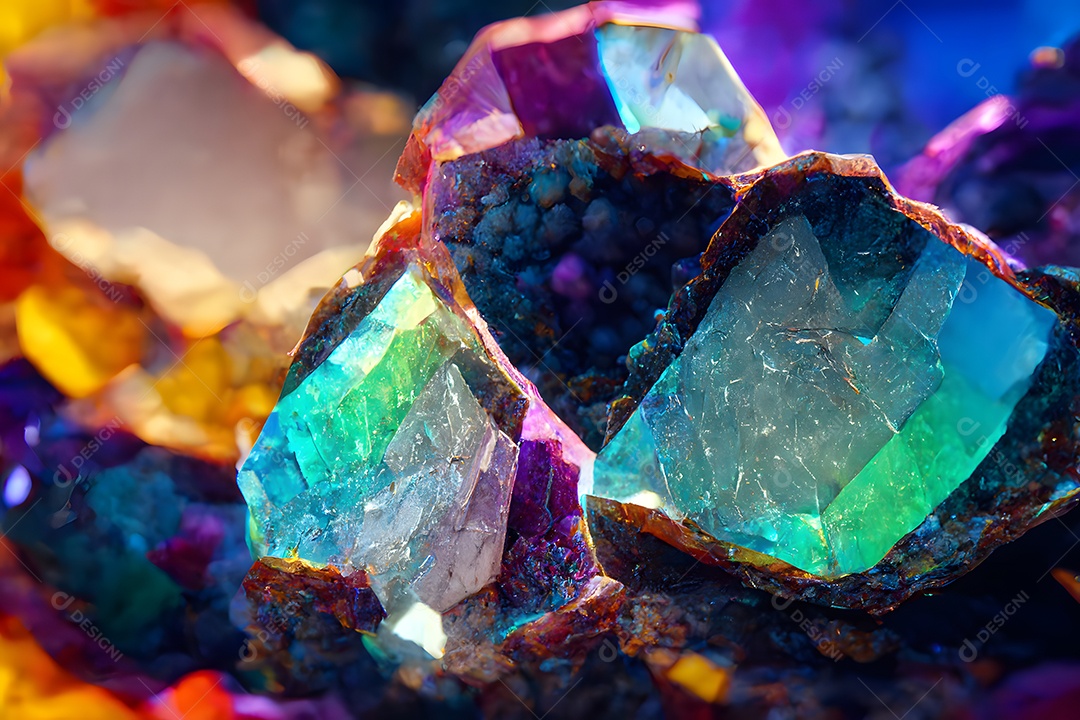 Gemas de cristal geodo pedras multicoloridas arte gerada por rede neural