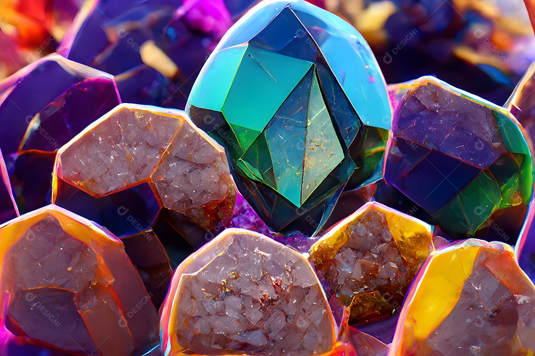 Gemas de cristal geodo pedras multicoloridas arte gerada por rede neural