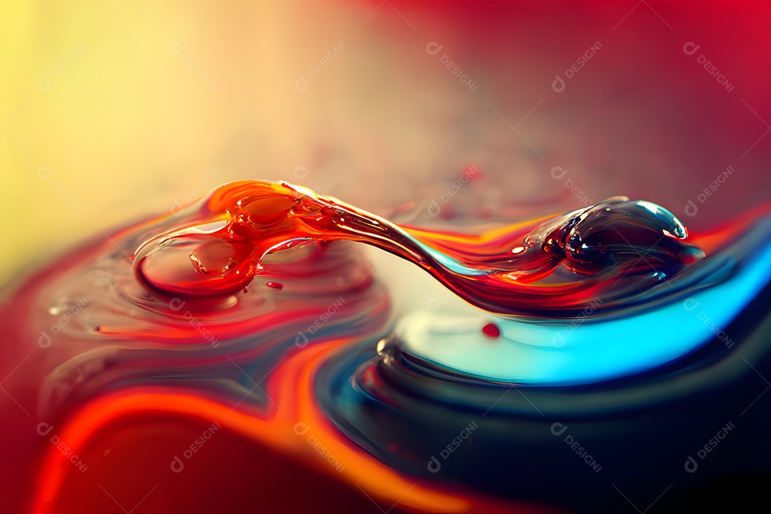 Gotas de óleo coloridas transparentes em close-up de fundo abstrato