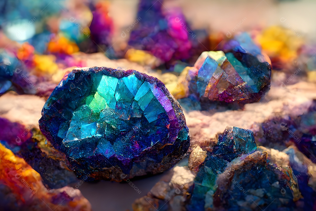 Gemas de cristal geodo pedras multicoloridas arte gerada por rede neural