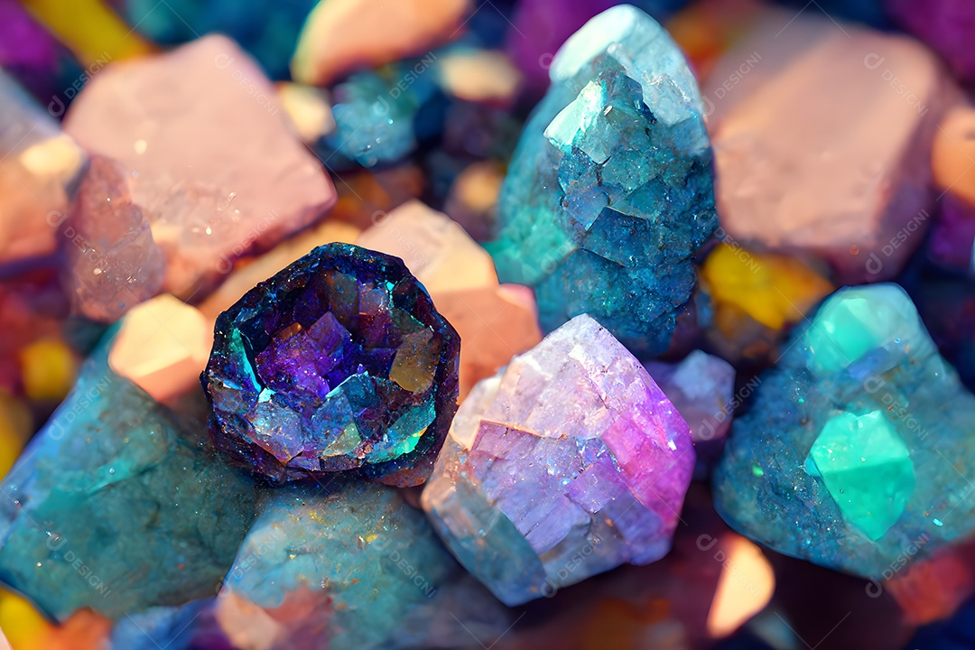 Gemas de cristal geodo pedras multicoloridas arte gerada por rede neural