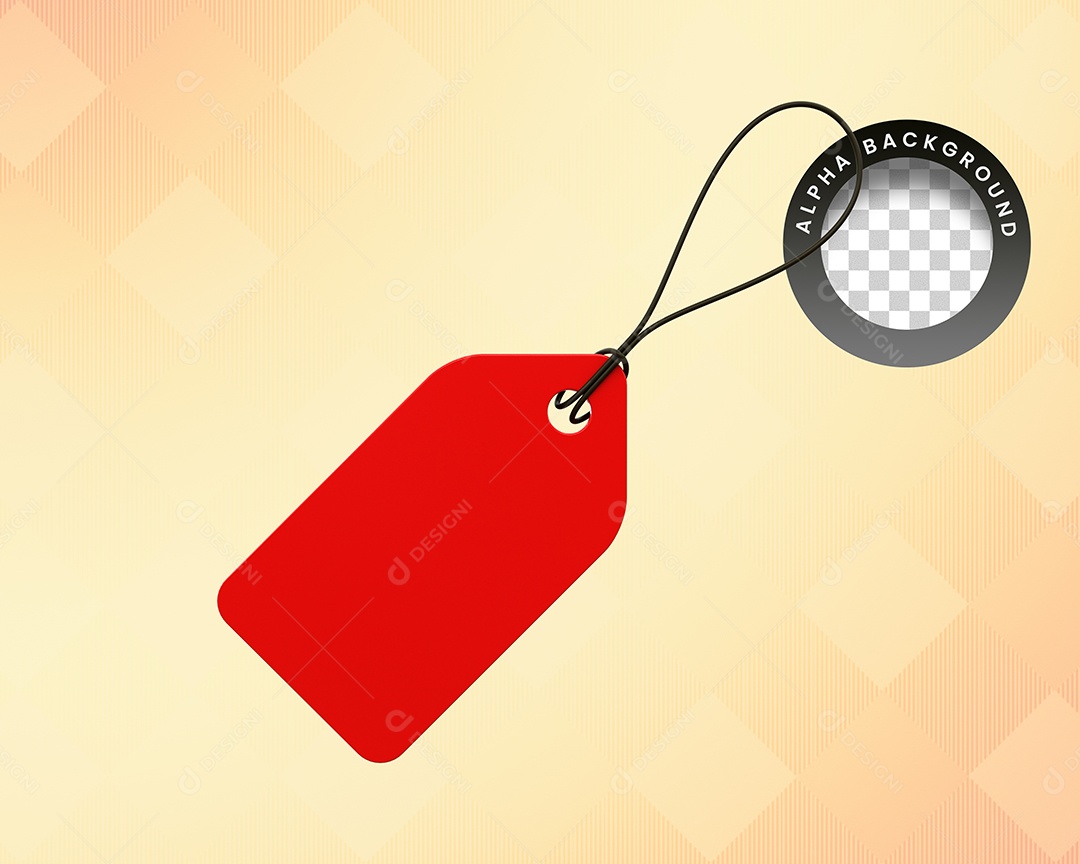 Elemento 3D Etiqueta Vermelha Para Composição PSD