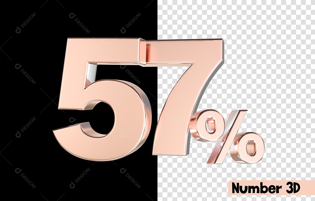 Número 3D 57% De Desconto Rosa Para Composição PSD