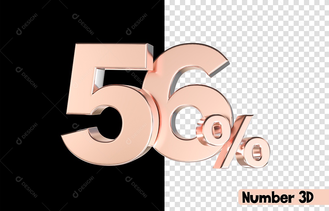 Número 3D 56% De Desconto Rosa Para Composição PSD