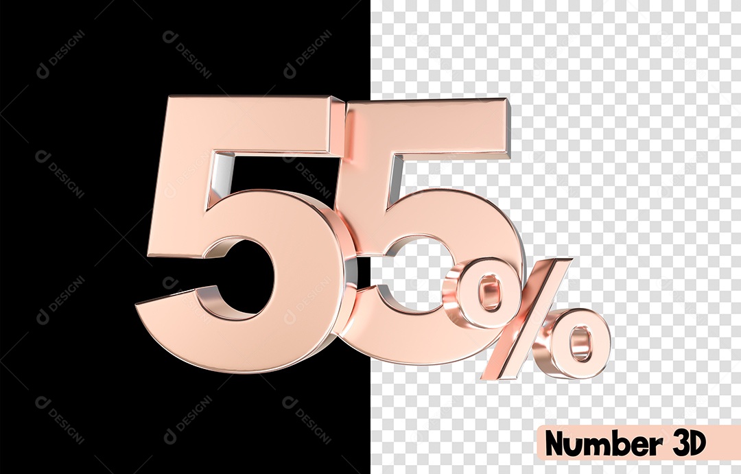 55% De Desconto Número 3D Rosa Para Composição PSD