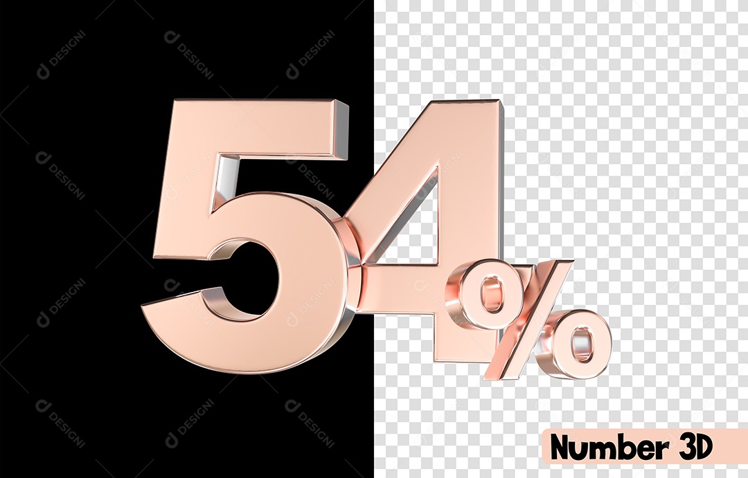 54% De Desconto Número 3D Rosa Para Composição PSD