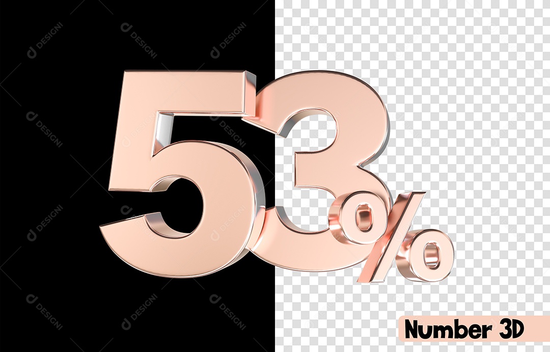 Número 3D 53% De Desconto Rosa Para Composição PSD