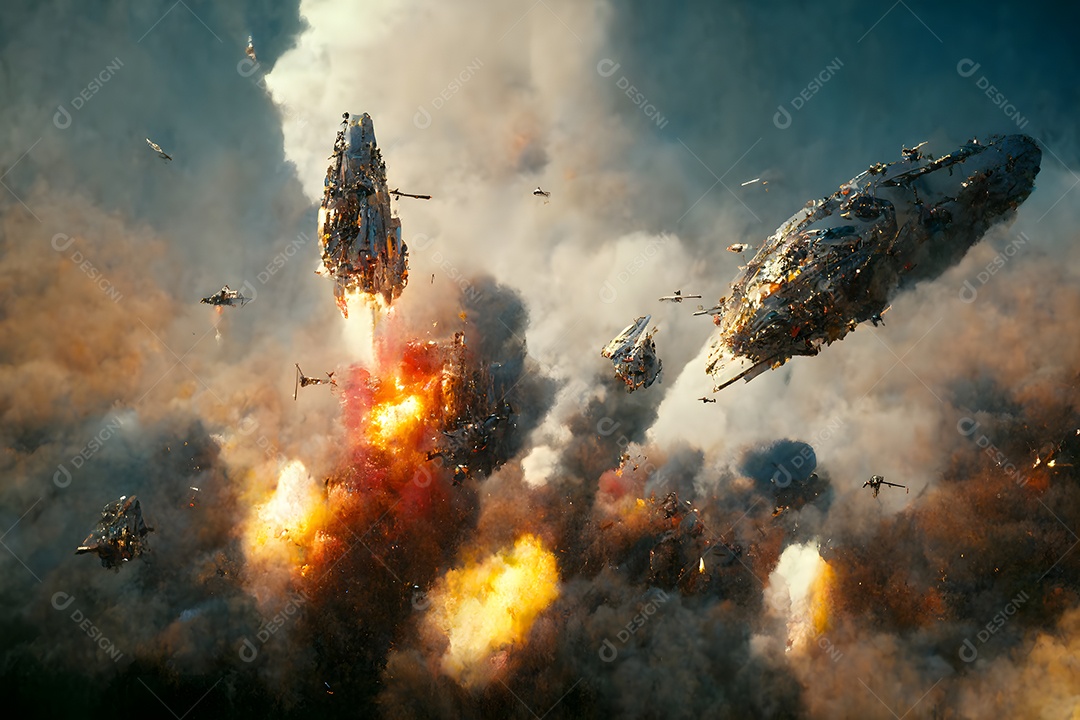 Navios de ataque em chamas no ombro de Orion arte gerada por rede neural