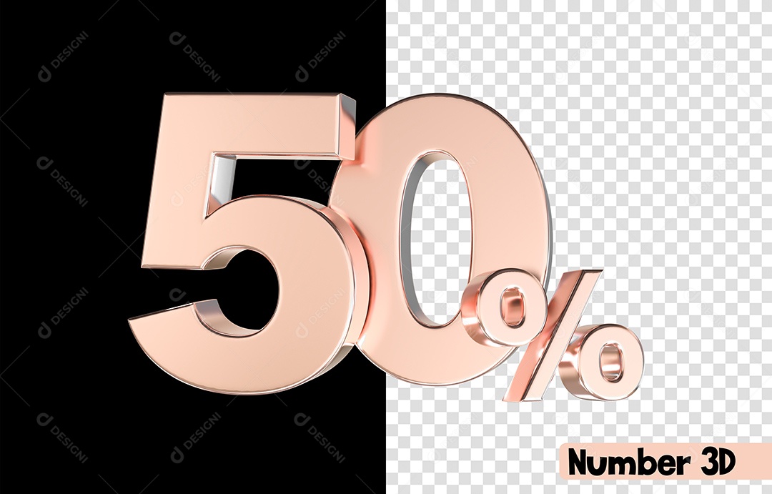 Número 3D 50% De Desconto Rosa Para Composição PSD