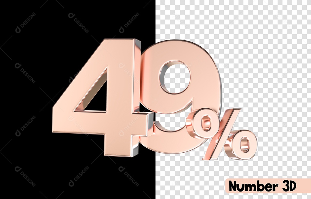Número 3D 49% De Desconto Rosa Para Composição PSD
