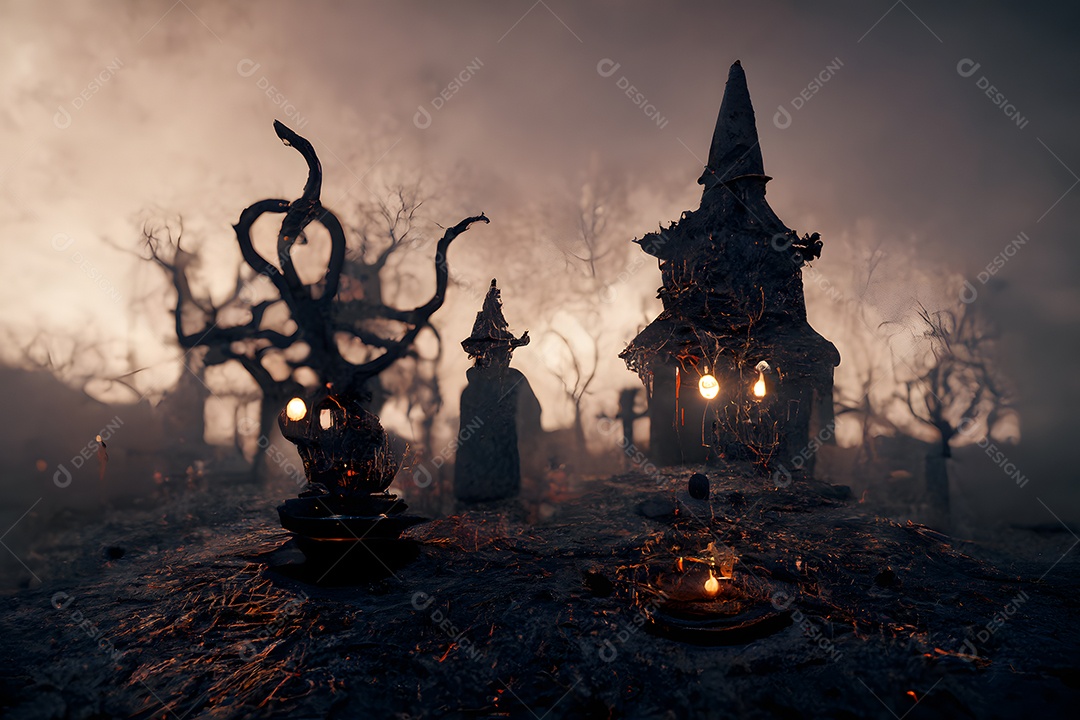 Esconderijo sombrio de feiticeiro de bruxaria com humor oculto sombrio arte gerada por rede neural