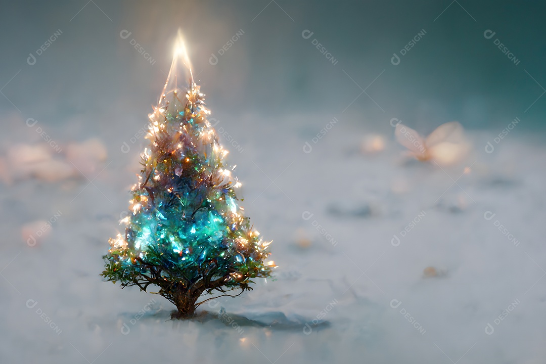 Árvore de Natal decorada em fundo cinza em estilo cartoon arte gerada por rede neural