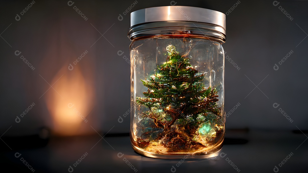 Árvore de Natal em jarra de vidro transparente arte gerada por rede neural