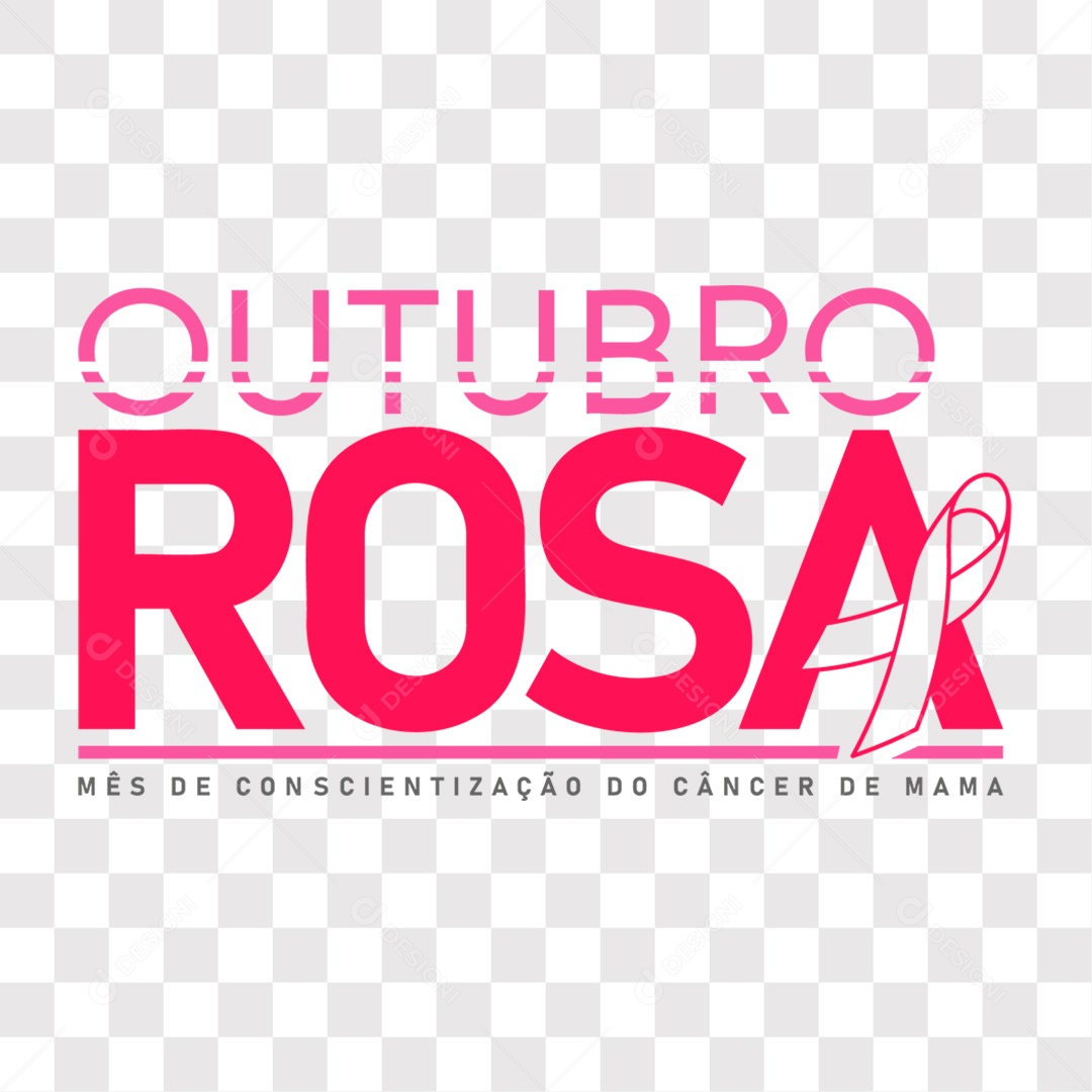 Lettering Texto Outubro Rosa Mês De Conscientização Do Câncer De Mama EPS + PNG