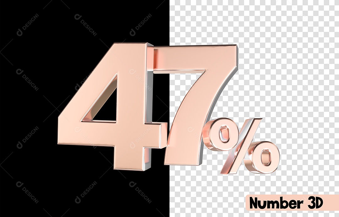 Número 3D 47% De Desconto Rosa Para Composição PSD