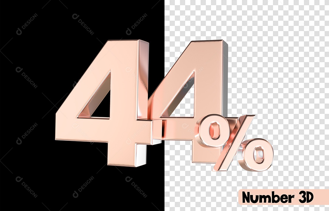44% De Desconto Rosa Número 3D Para Composição PSD