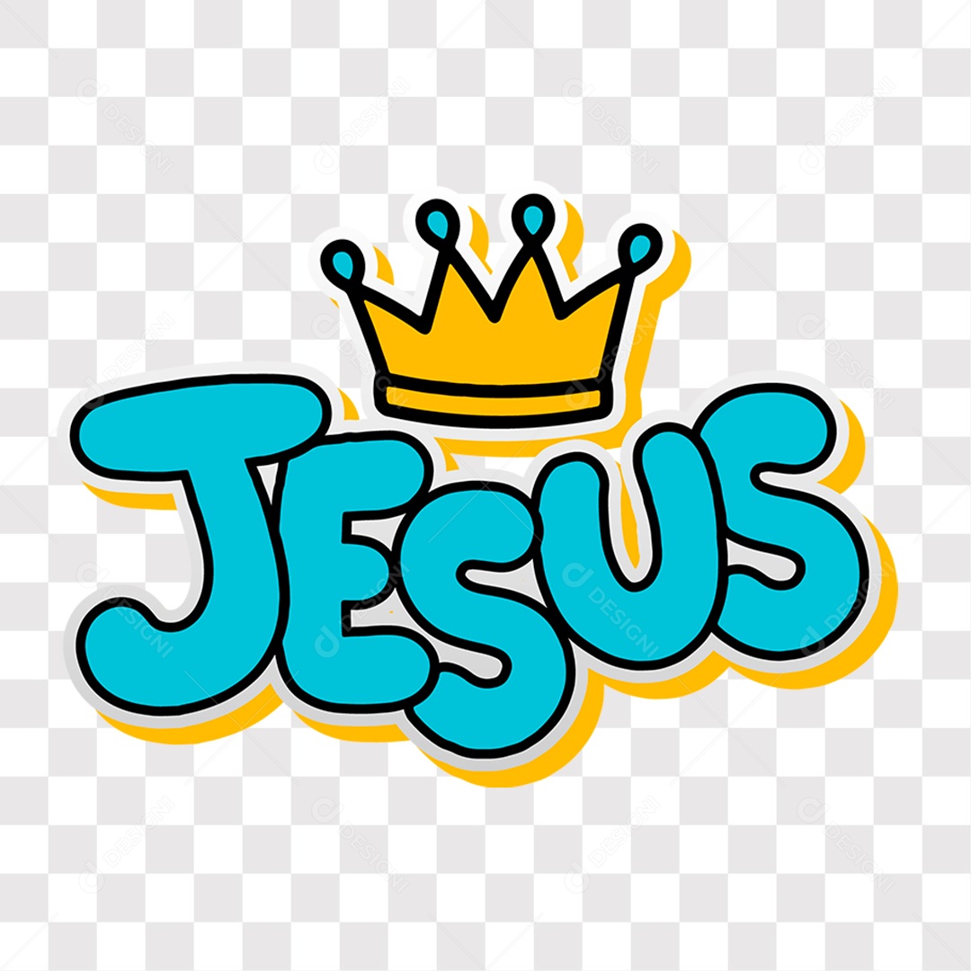 Lettering Igreja Religioso Texto Jesus Azul EPS + PNG