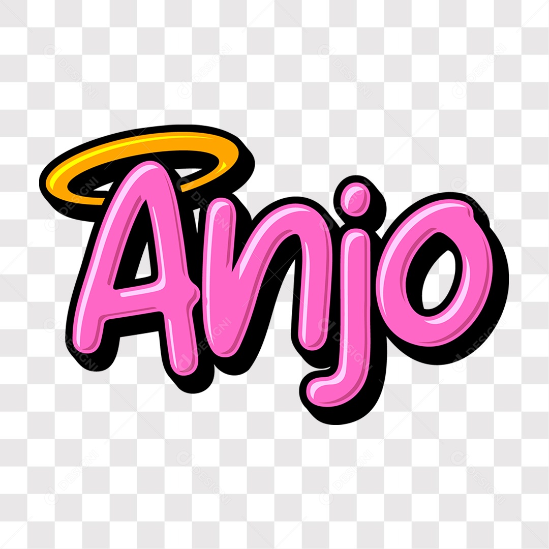 Lettering Igreja Religioso Texto Anjo Rosa EPS + PNG