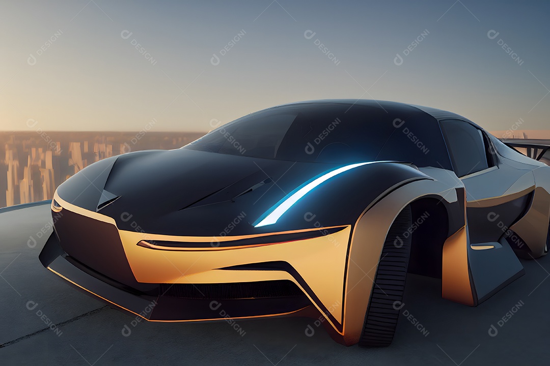 Carro conceito futurista hiperbólico arte gerada por rede neural