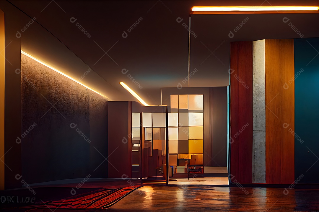 Interior em estilo moderno de meados do século imagem gerada por rede neural