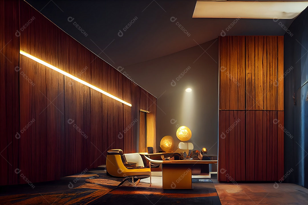 Interior em estilo moderno de meados do século imagem gerada por rede neural