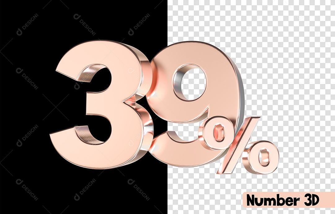 Número 3D 39% De Desconto Rosa Para Composição PSD