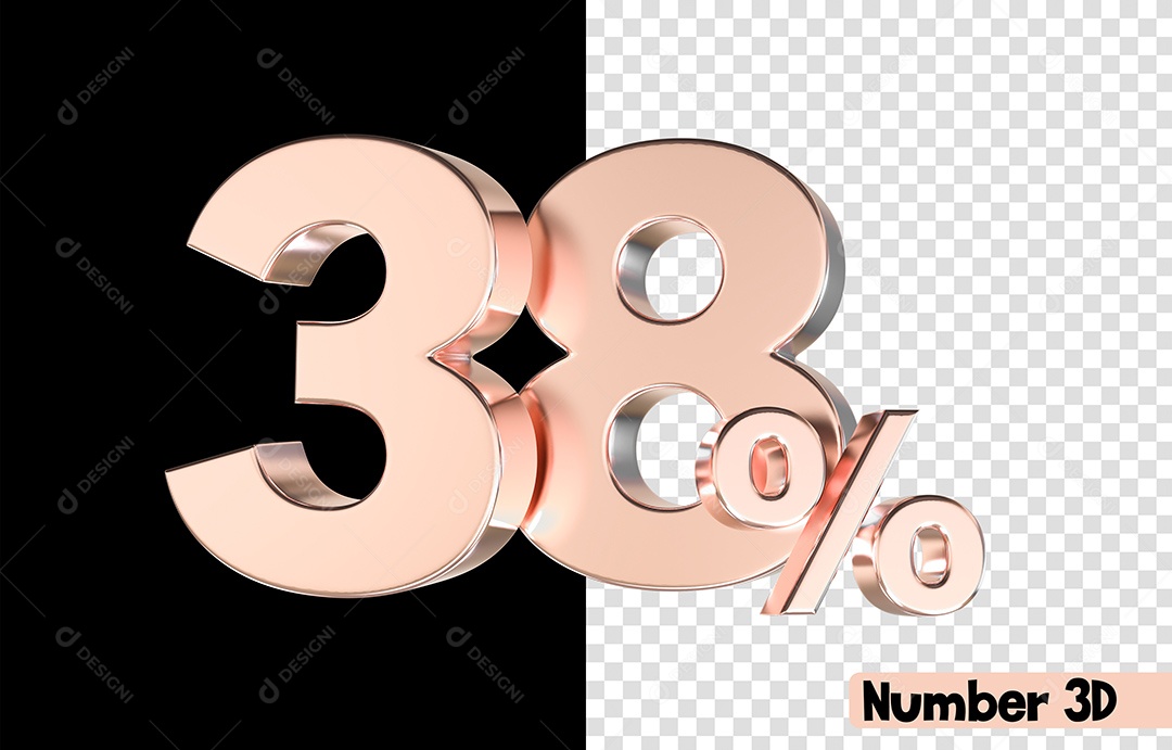 Número 3D 38% De Desconto Rosa Para Composição PSD