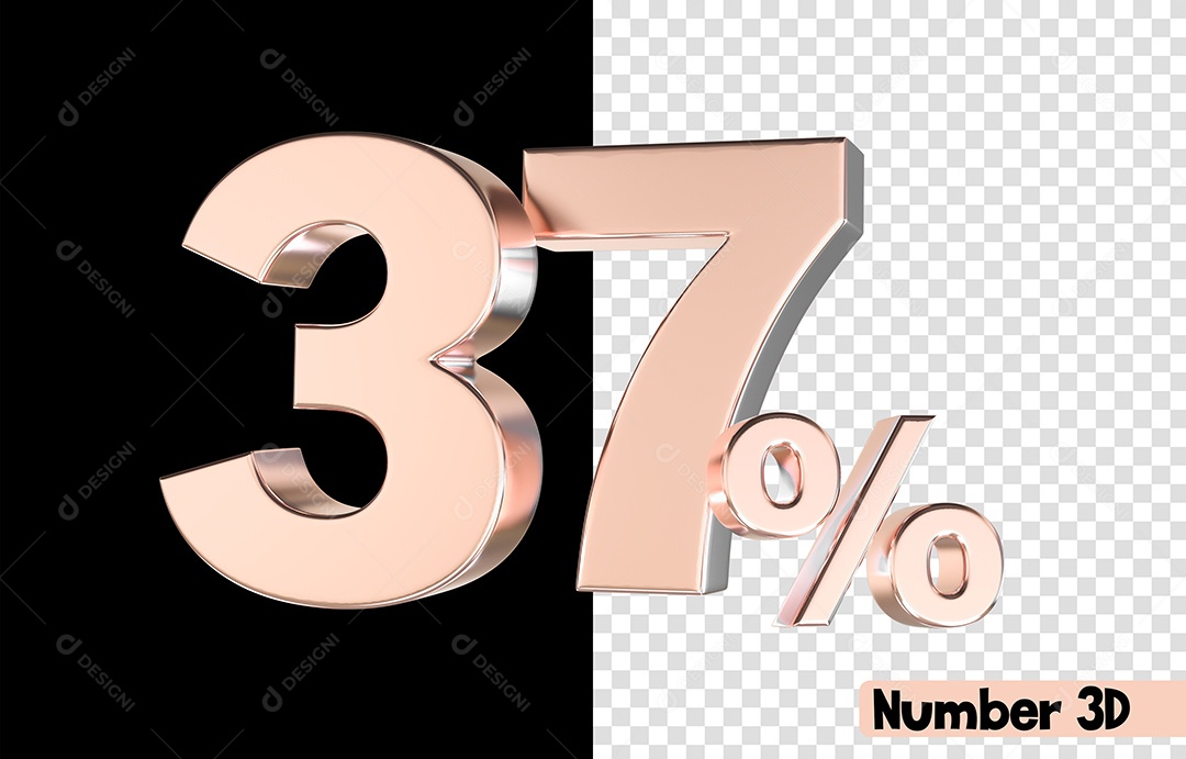 37% De Desconto Rosa Número 3D Para Composição PSD