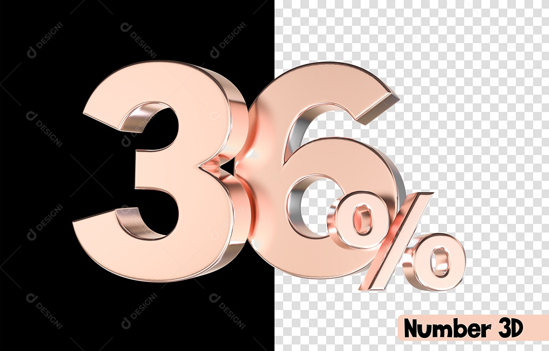 36% De Desconto Rosa Número 3D Para Composição PSD