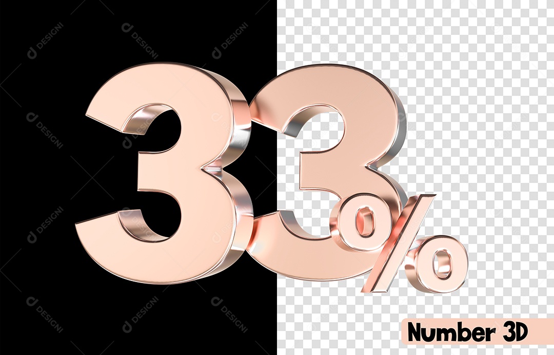 Número 3D 33% De Desconto Rosa Para Composição PSD