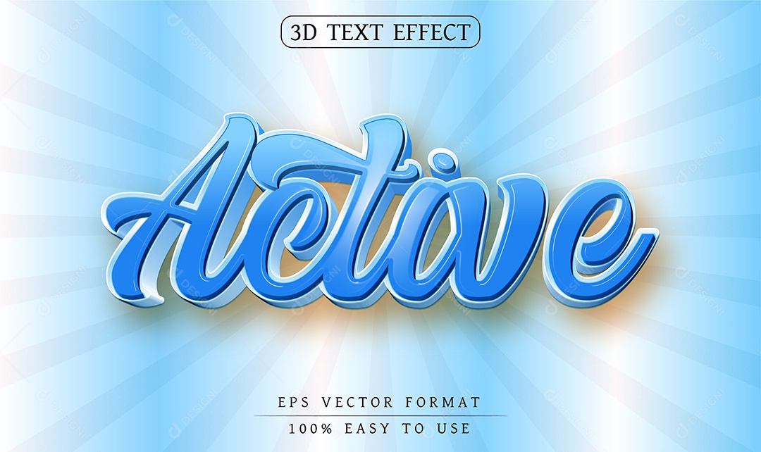 Efeito de Texto Active Ativo Fundo Azul EPS Editável