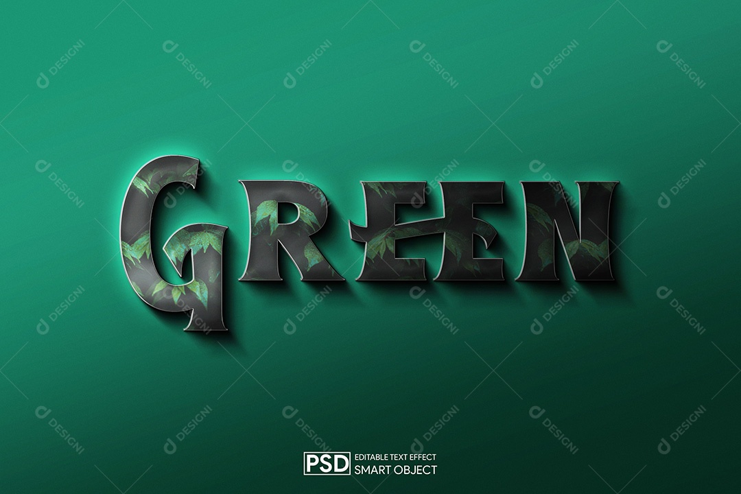 Efeito de Texto Green Verde PSD Editável