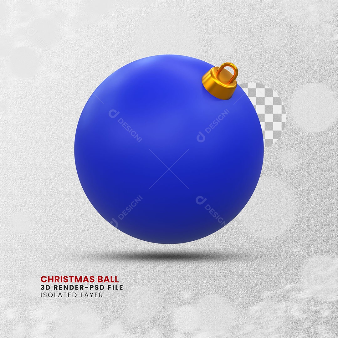 Elemento 3D Bola Azul Enfeite Natal Para Composição PSD