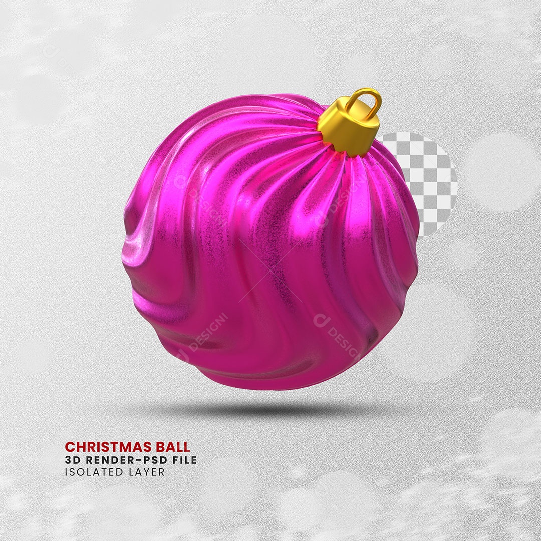 Elemento 3D Bola Rosa Enfeite Natal Para Composição PSD