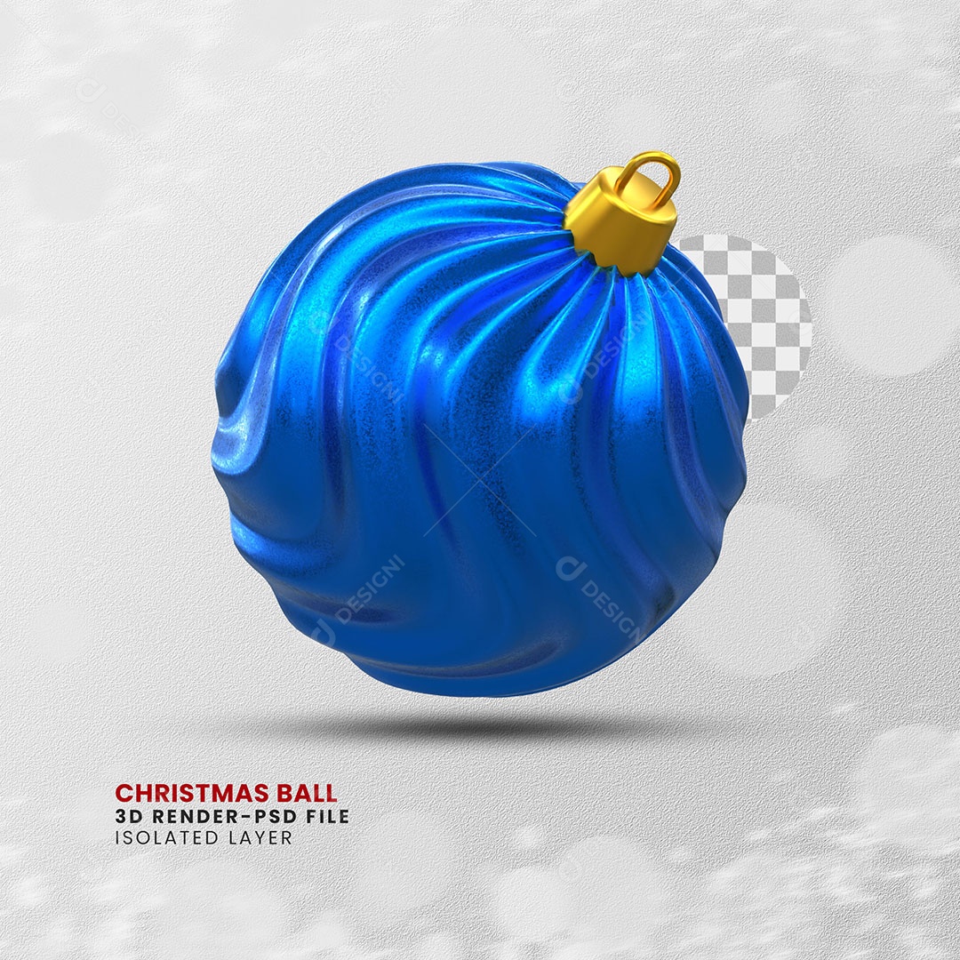 Elemento 3D Bola Azul Enfeite Natal Para Composição PSD