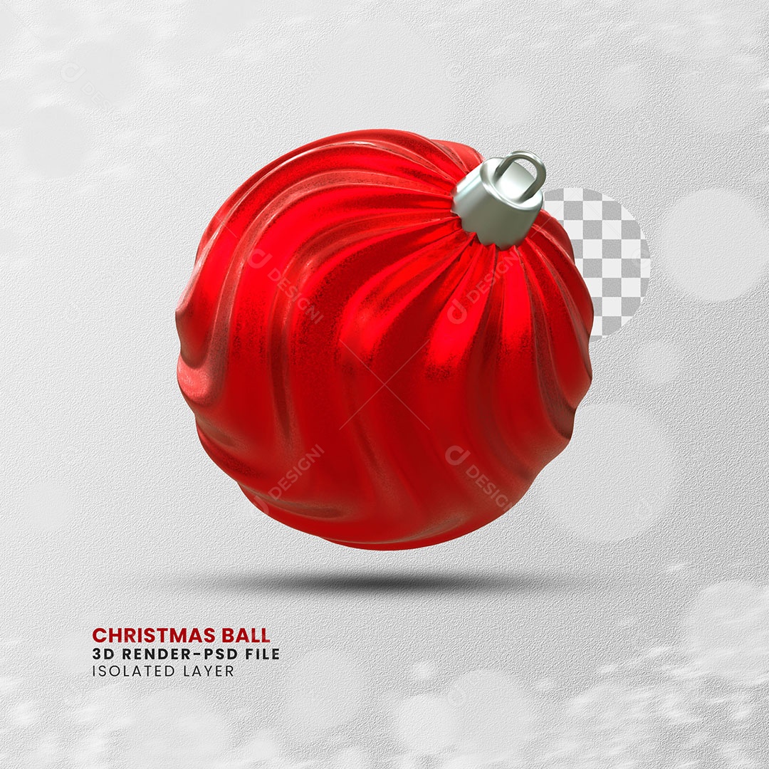 Elemento 3D Bola Vermelha Enfeite Natal Para Composição PSD