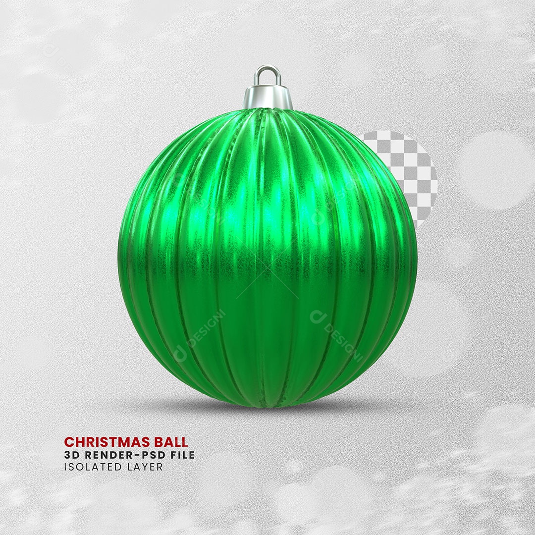 Elemento 3D Bola Verde Enfeite Natal Para Composição PSD