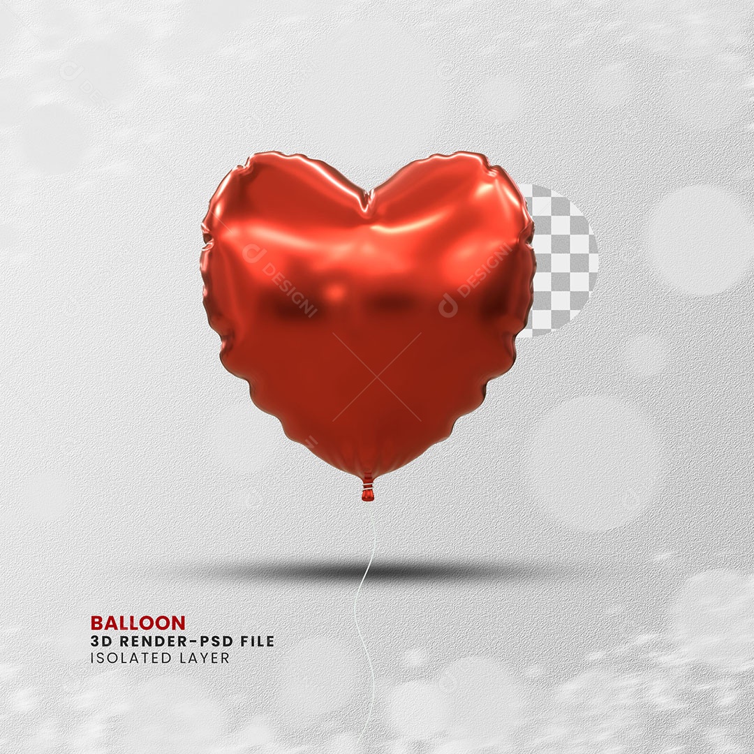 Elemento 3D Balão De Coração Para Composição PSD