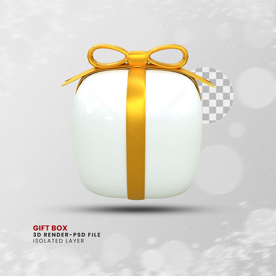 Caixa De Presente Branca Elemento 3D Para Composição PSD