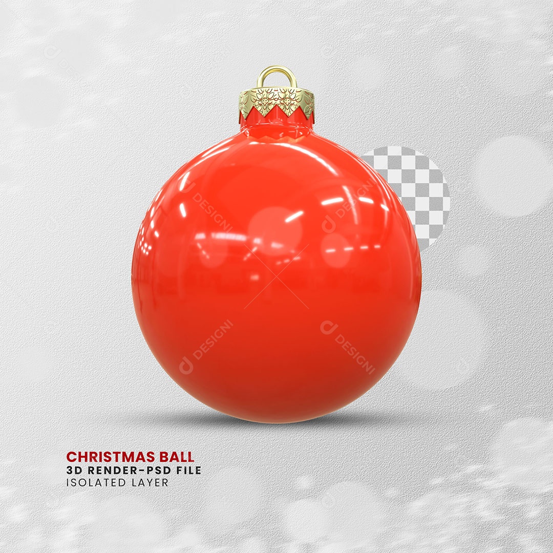 Elemento 3D Bola Vermelha Enfeite Natal Para Composição PSD