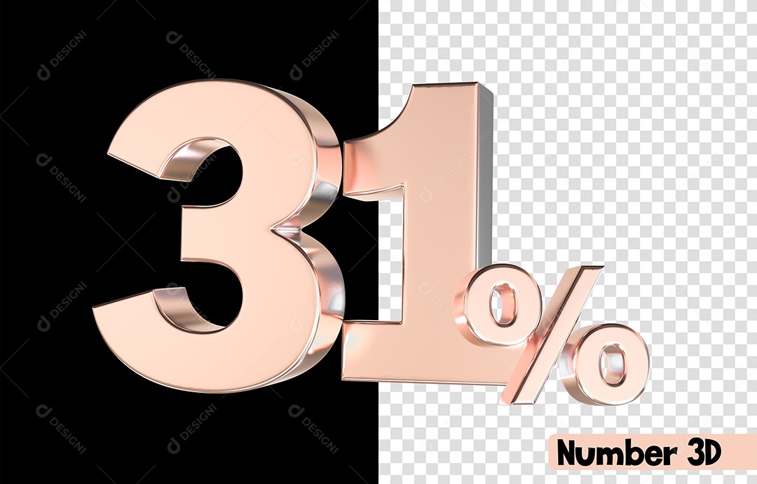 Número 3D 31% De Desconto Rosa Para Composição PSD