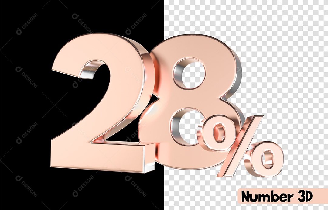 28% De Desconto Rosa Número 3D Para Composição PSD