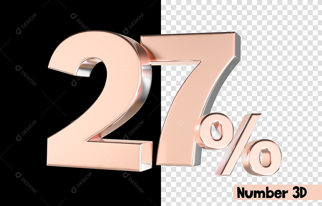 27% De Desconto Rosa Número 3D Para Composição PSD
