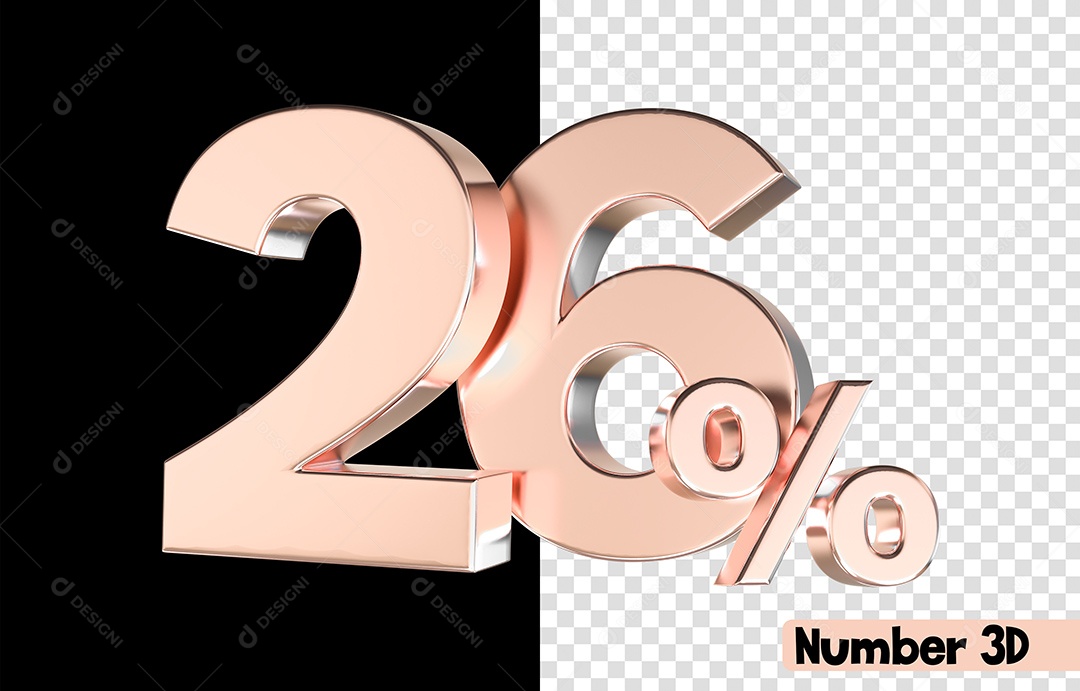 26% De Desconto Rosa Número 3D Para Composição PSD