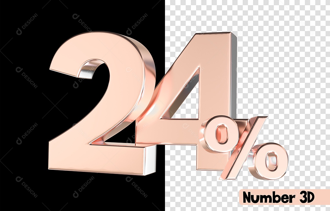 Número 3D 24% De Desconto Rosa Para Composição PSD
