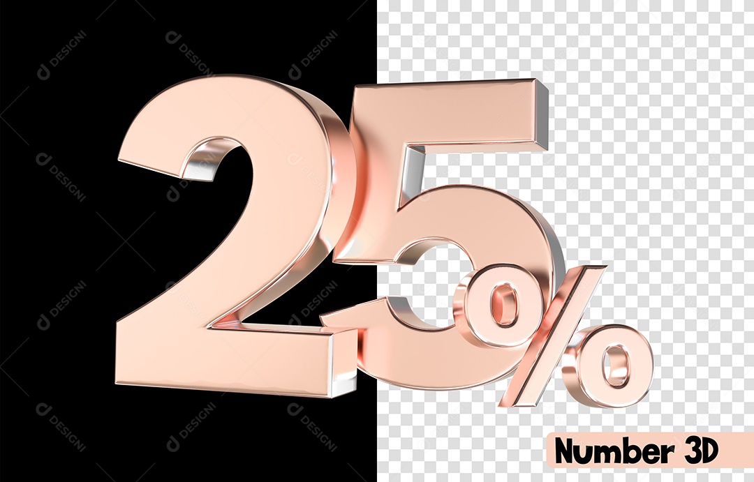 Número 3D 25% De Desconto Rosa Para Composição PSD