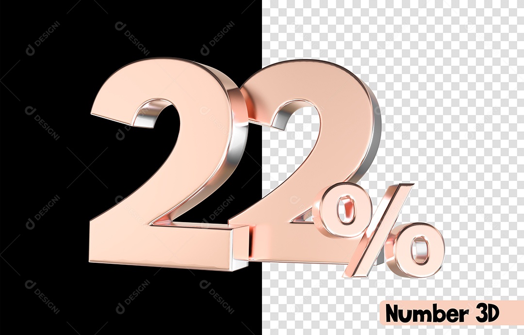 22% De Desconto Rosa Número 3D Para Composição PSD