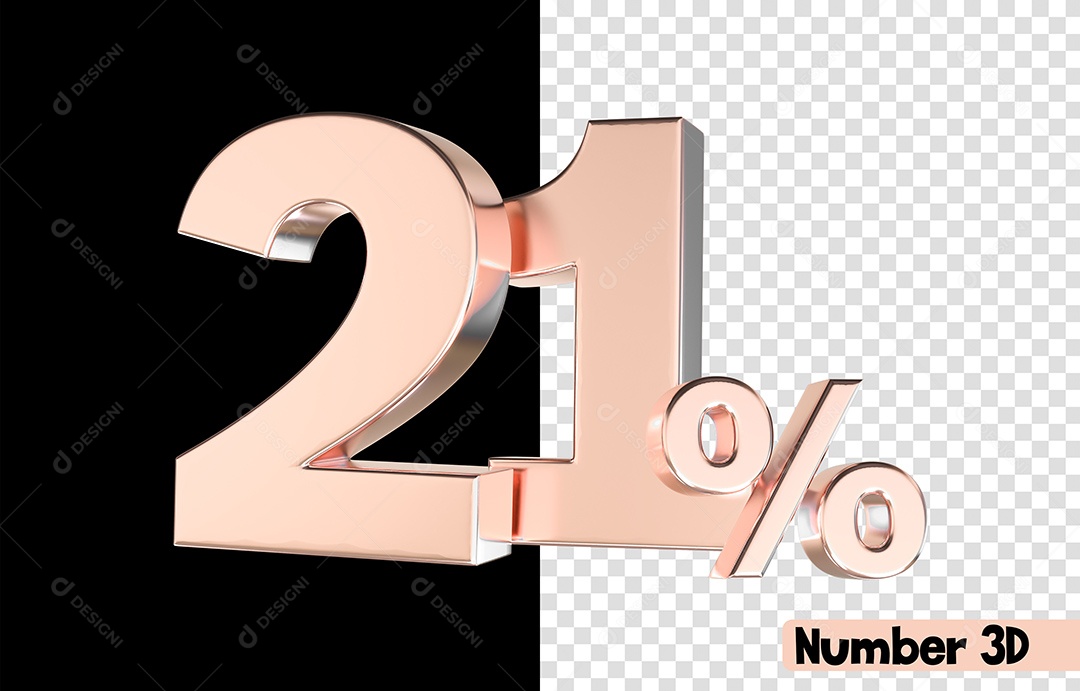 Número 3D 21% De Desconto Rosa Para Composição PSD