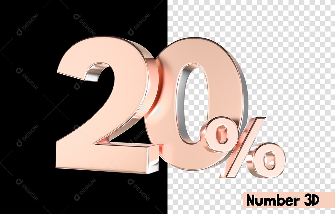 Número 3D 20% De Desconto Rosa Para Composição PSD