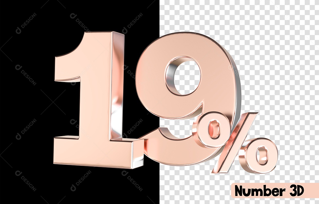 Número 3D 19% De Desconto Rosa Para Composição PSD